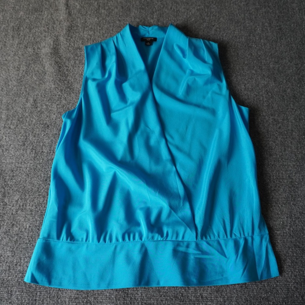 Ann Taylor Silk Sleeveless Top Blouse Turquoise Teal Blue Size 8 Career